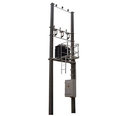 Двухстолбовая подстанция КТПс 40/10/0,4 воздух-кабель